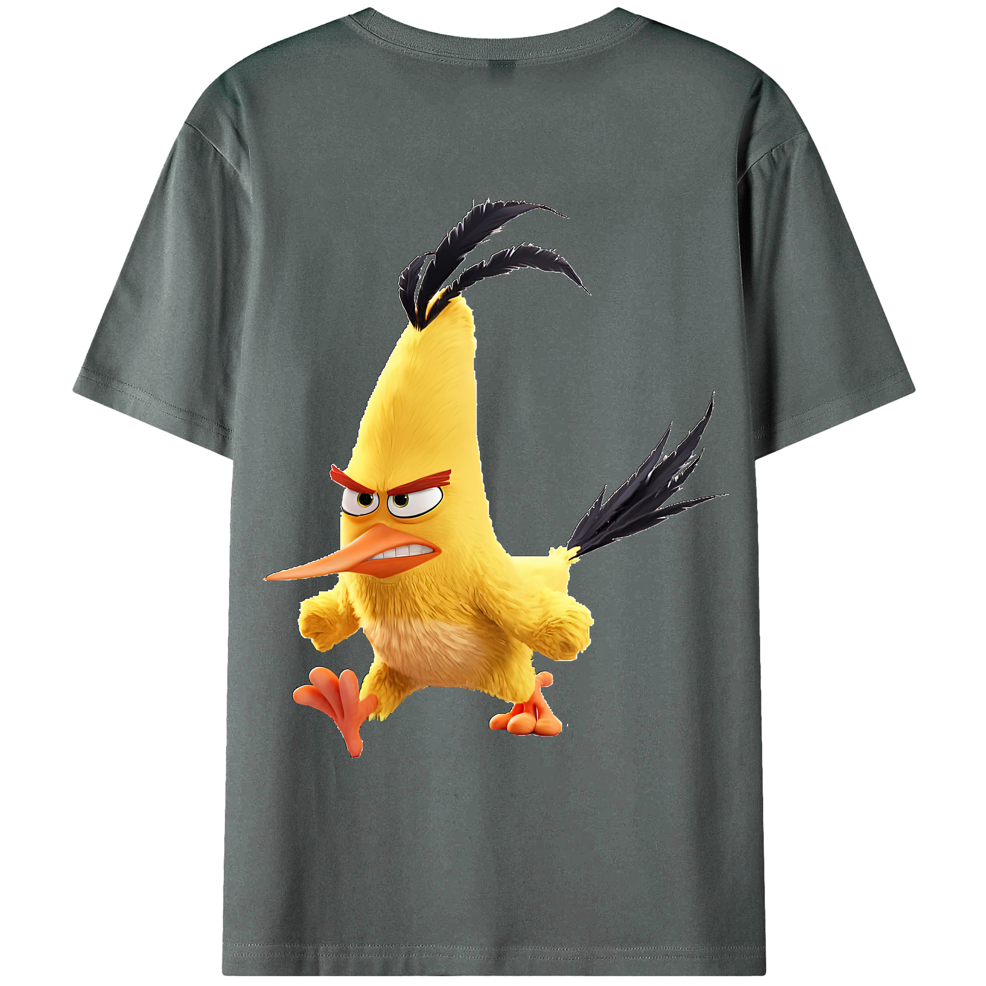 （画像用） Angry Birds アングリーバード 綿100％ メンズ半袖Tシャツ（バックプリント） 通気性